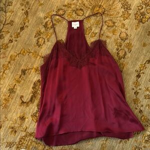 CAMI Burgundy Lace Trim Top
